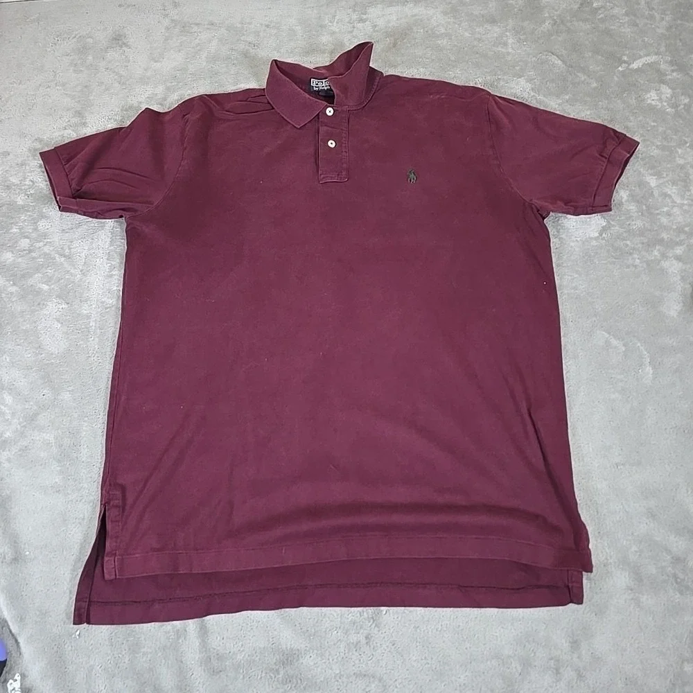 Polo Ralph Lauren Shirt Mens‎ Large Maroon Short Sleeve Classic Fit Pullover